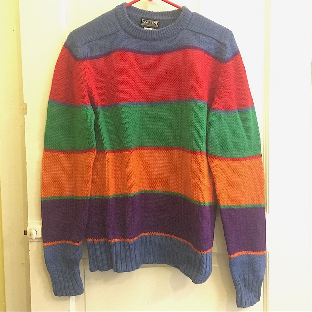 Vintage 90s Lands’ End Colorblock Sweater